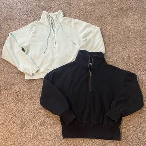 a new day Women's Quarter-Zip Sweatshirt Duo - Mint Green & Black
